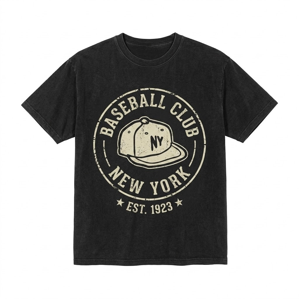 Retro New York Pinstripes Baseball Graphic Cotton Crewneck Unisex TShirt