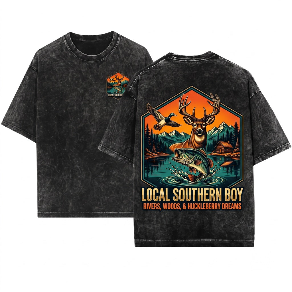 Local Deer Duck Camo Fishing Hunting Outdoors Unisex Wash T-Shirt