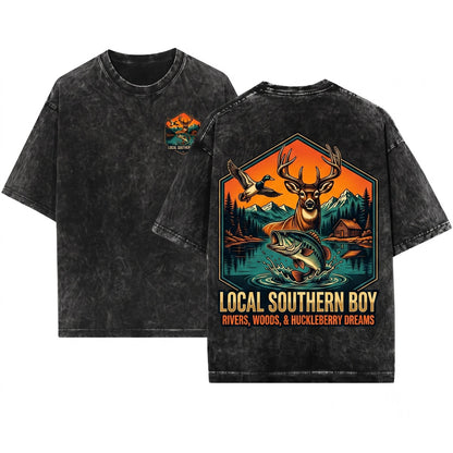 Local Deer Duck Camo Fishing Hunting Outdoors Unisex Wash T-Shirt