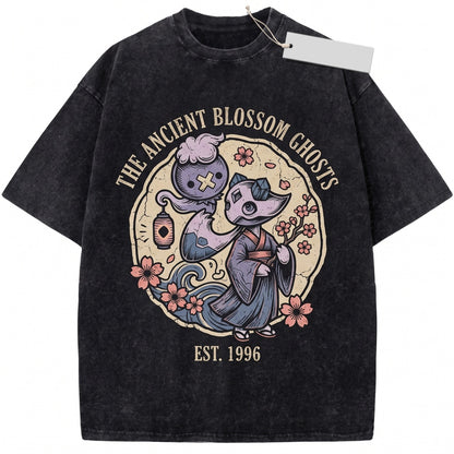 Drifloon Froslass Vintage Wash Ghost Ice Anime Graphic Cute Japanese Retro Oversized Streetwear Gamer Gift Unisex TShirt