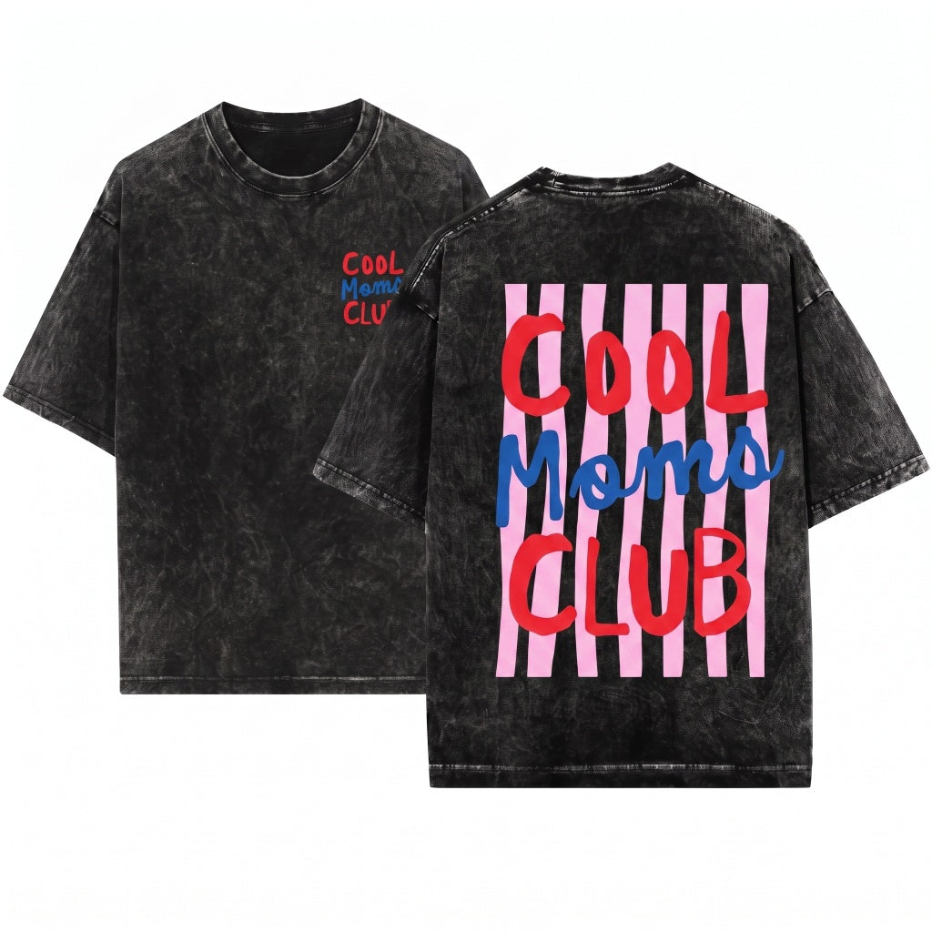 Cool Moms Club Trendy Mama Striped Design Life Mothers Day Gift Unisex Wash T-Shirt