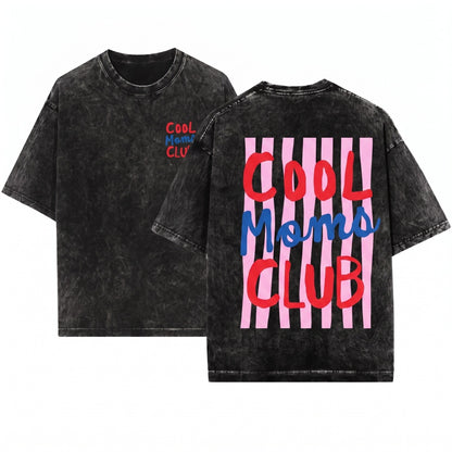 Cool Moms Club Trendy Mama Striped Design Life Mothers Day Gift Unisex Wash T-Shirt