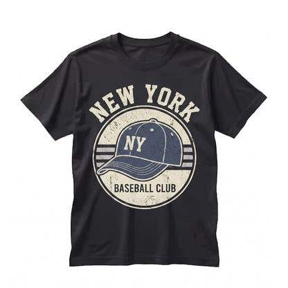 Retro New York Pinstripes Baseball Graphic Cotton Crewneck Unisex TShirt