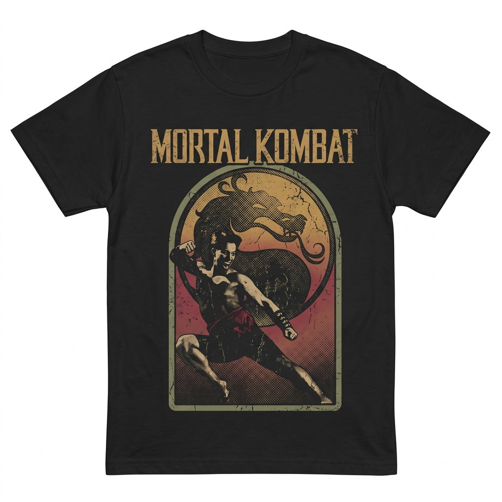 Retro Fighting Video Game Dragon Logo Martial Arts Graphic Vintage Cotton Apparel Unisex TShirt