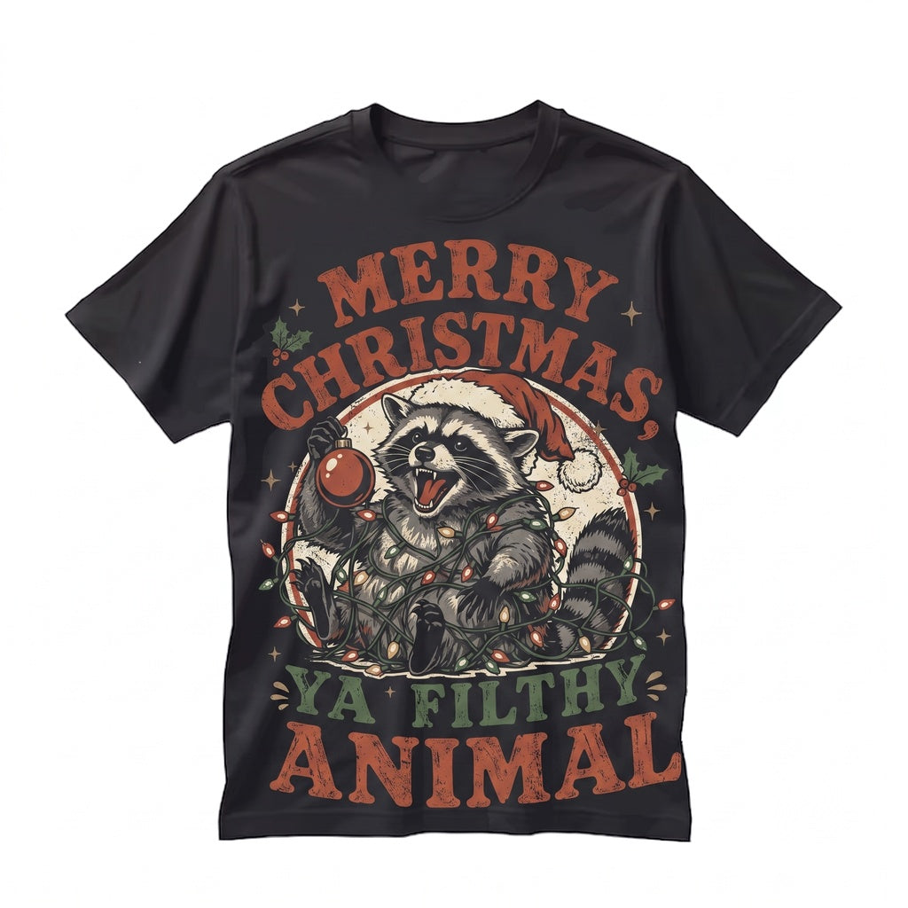 Merry Christmas Ya Filthy Animal Funny Raccoon Vintage Holiday Graphic Lover Gift, Unisex TShirt