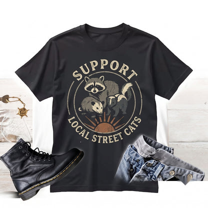 Funny Vintage Raccoon Possum Skunk Street Cats Retro Wildlife Graphic Cotton Unisex TShirt