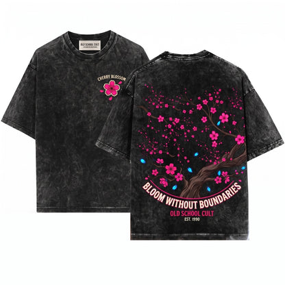 Retro Japanese Sakura Cherry Blossom Floral Girls Gift Unisex Wash T-Shirt