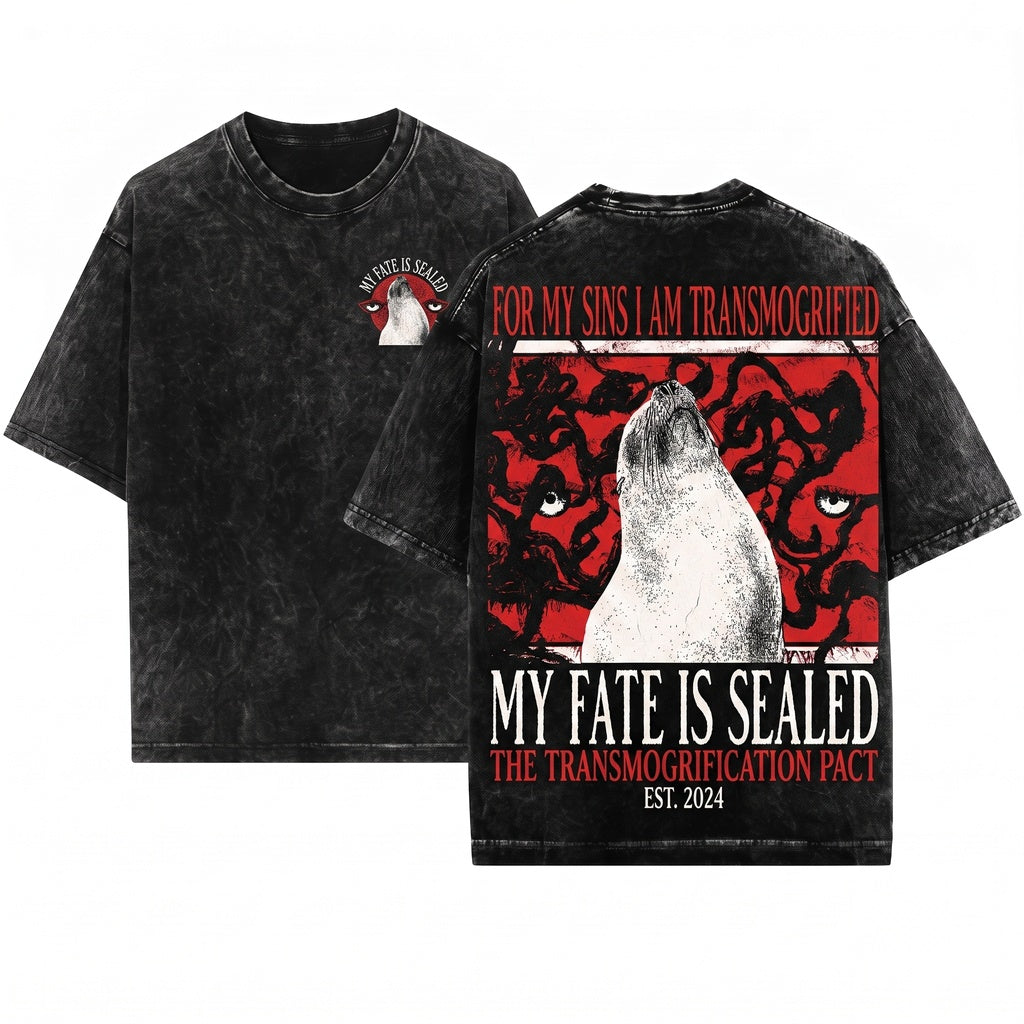 My Fate Is Sealed Cute Sea Animal Art Graphic Unisex Wash T-Shirt