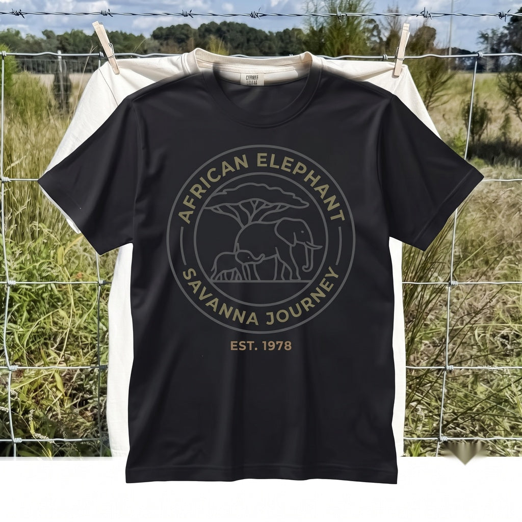 Classic African Safari Elephant Family Vintage Nature Scene Wildlife Graphic Gift Unisex TShirt