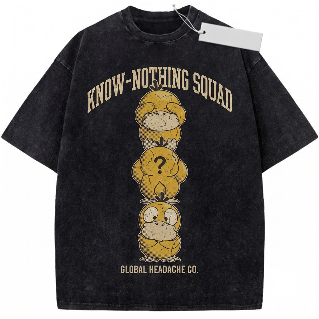Vintage Psyduck Washed See No Evil Hear Speak Graphic Duck Funny Anime Oversized Gift Unisex TShirt