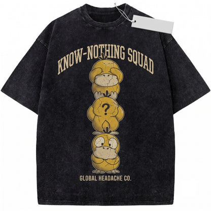 Vintage Psyduck Washed See No Evil Hear Speak Graphic Duck Funny Anime Oversized Gift Unisex TShirt