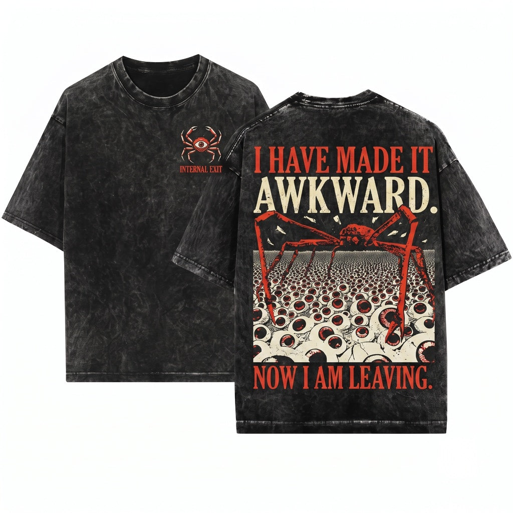 I Have Made It Awkward Funny Vintage Japanese Spider Crab Graphic Ocean Unisex Wash T-Shirt