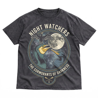 Three Cormorants Moon Coastal Seabird Graphic Birdwatcher Nature Gift Unisex TShirt