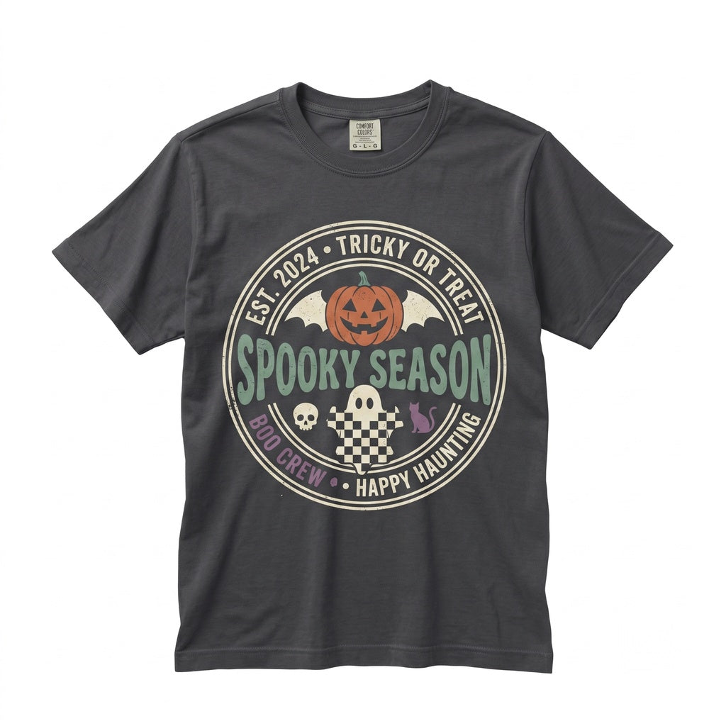 Spooky Halloween Pumpkin Ghost Trick or Treat Ghouls Good Vibes Season Unisex TShirt