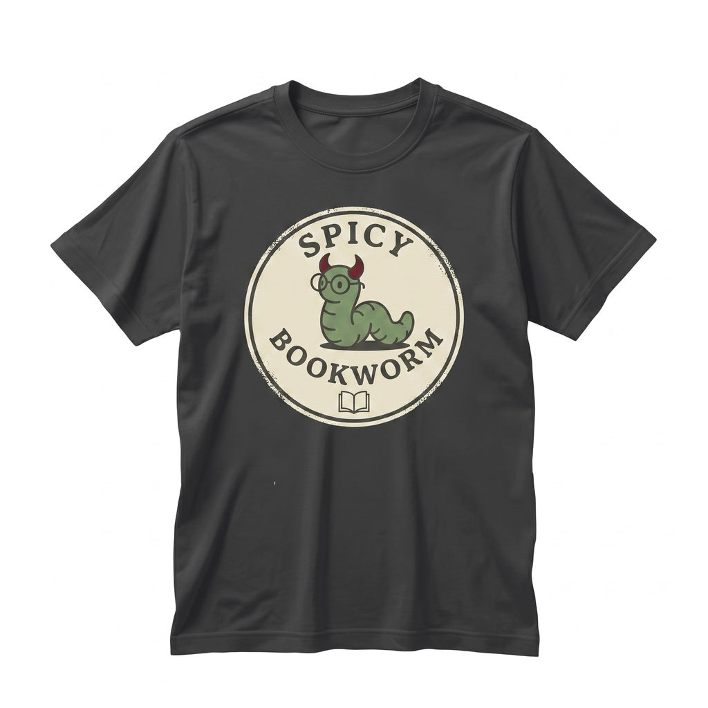Spicy Bookworm Embroidered Romance Reader Aesthetic, Funny Cozy Book Lover Gift, Heavyweight Cotton Graphic Unisex TShirt