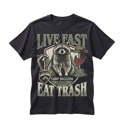 Live Fast Eat Trash Funny Raccoon Graphic Vintage Animal Lover Gift Apparel, Unisex TShirt