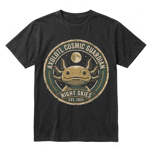 Vintage Axolotl Howling Full Moon Graphic Top, Cottagecore 90s Amphibian Lover Gift, Retro Salamander Water Animal Apparel,