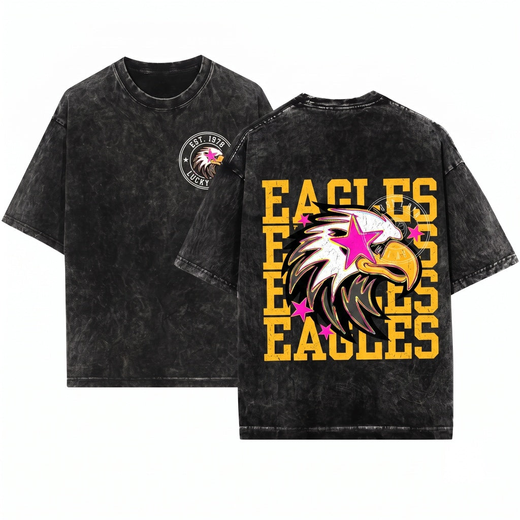 Custom Eagles School Spirit Team Game Day Cheer Mascot Preppy Unisex Wash T-Shirt