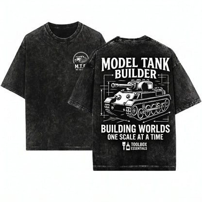 Scale Model Tank Builder Hobbyist Miniature Graphic Unisex Wash T-Shirt