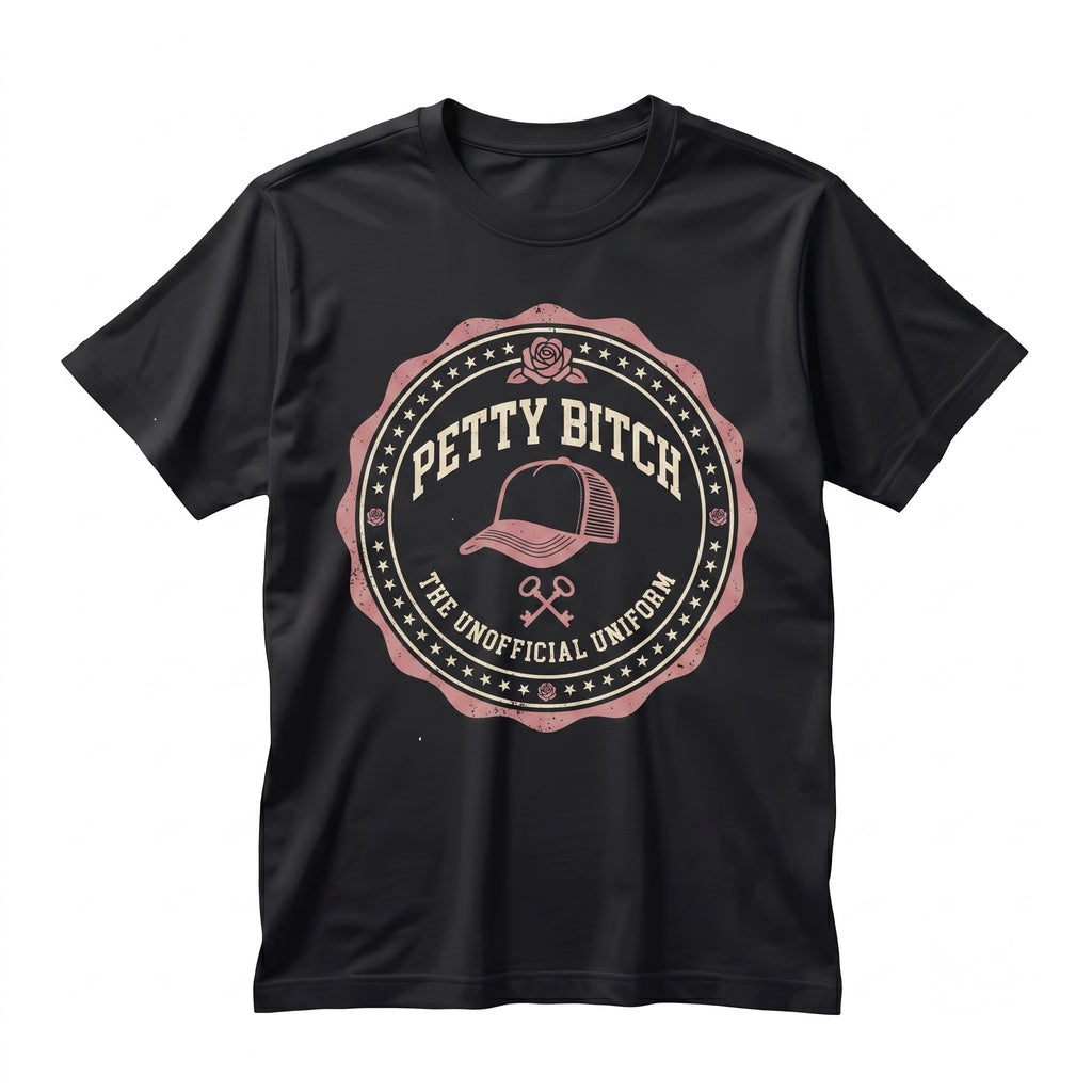 Petty Bitch Funny Sassy Bright Pink Snapback Trucker Graphic Top Unisex TShirt
