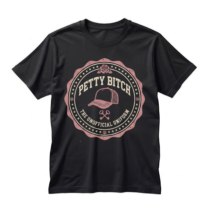 Petty Bitch Funny Sassy Bright Pink Snapback Trucker Graphic Top Unisex TShirt