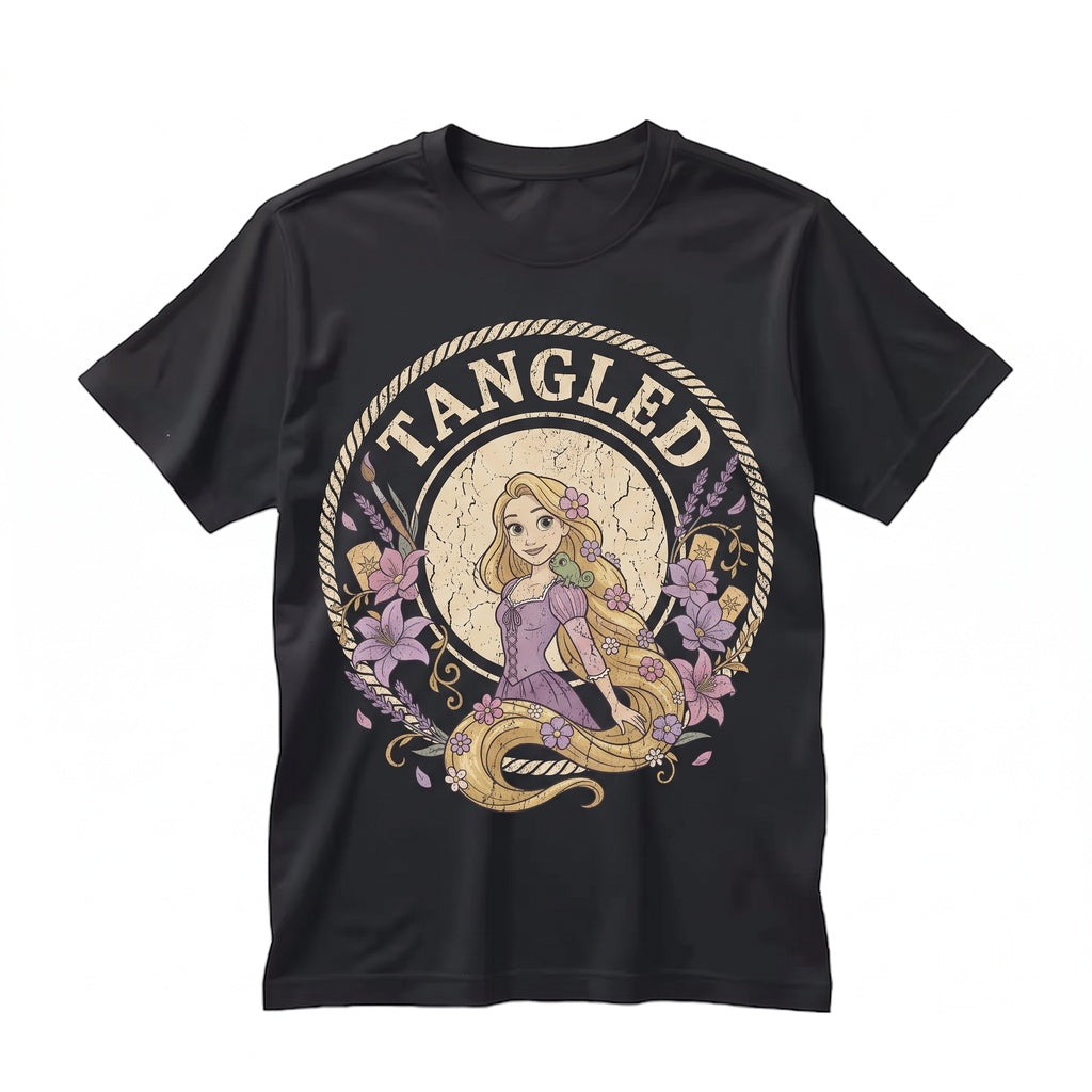 Oversized Long Hair Princess Floral Pascal Lantern Vacation Graphic Unisex TShirt