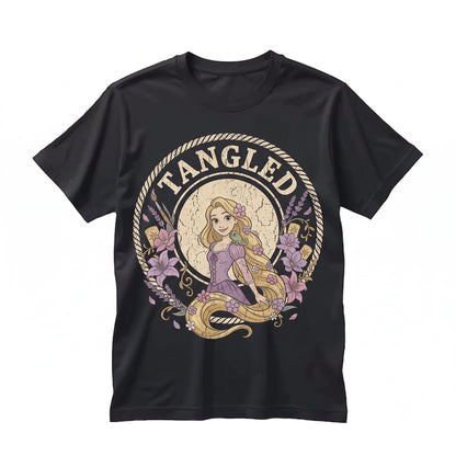 Oversized Long Hair Princess Floral Pascal Lantern Vacation Graphic Unisex TShirt