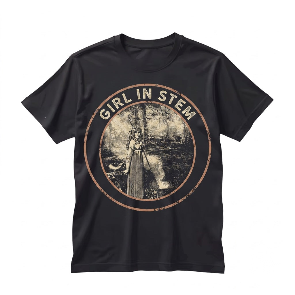 Girl in STEM Retro Witchy Science Cauldron Graphic Apparel Unisex TShirt