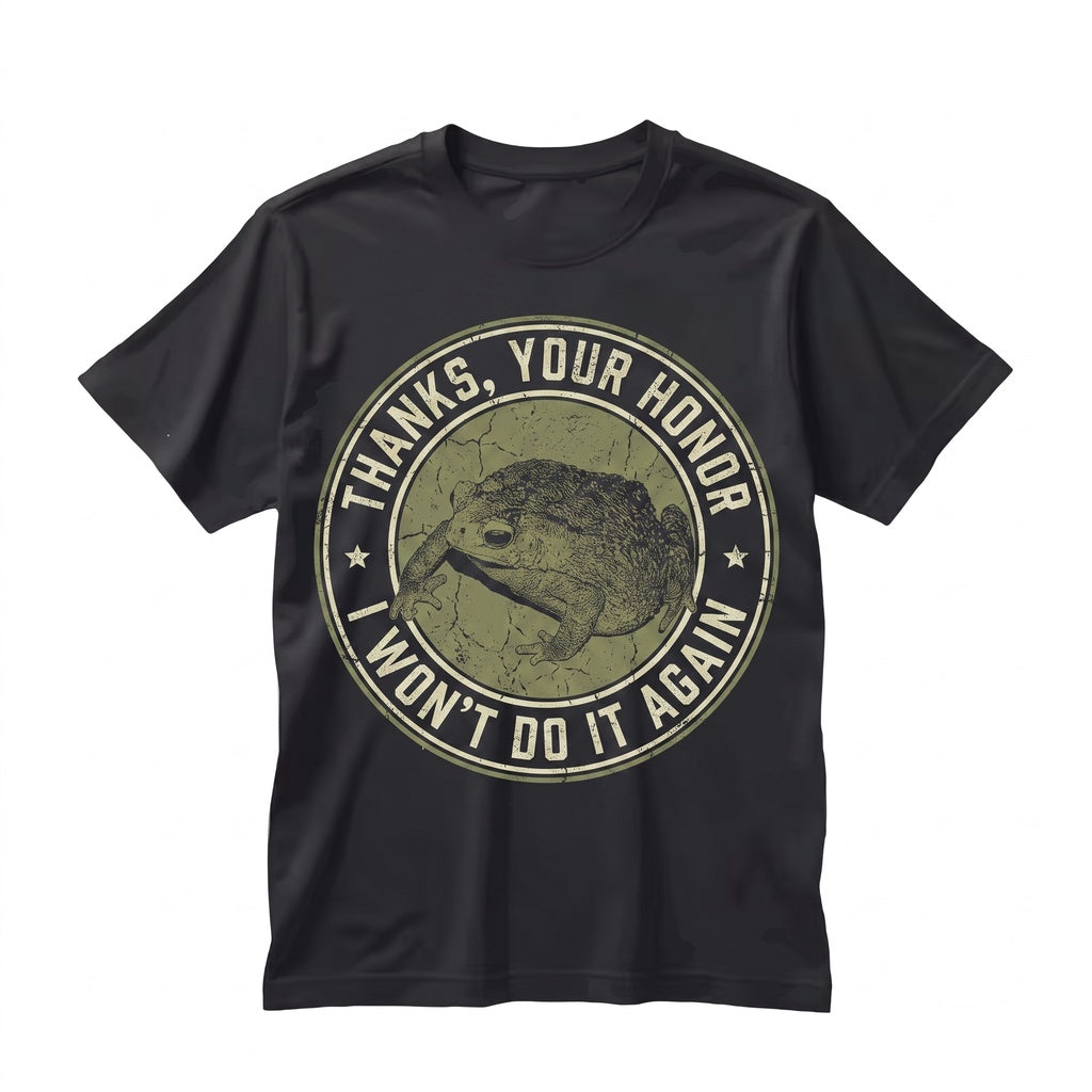 I Wont Do It Again Funny Frog Graphic Vintage Toad Quote Unisex TShirt