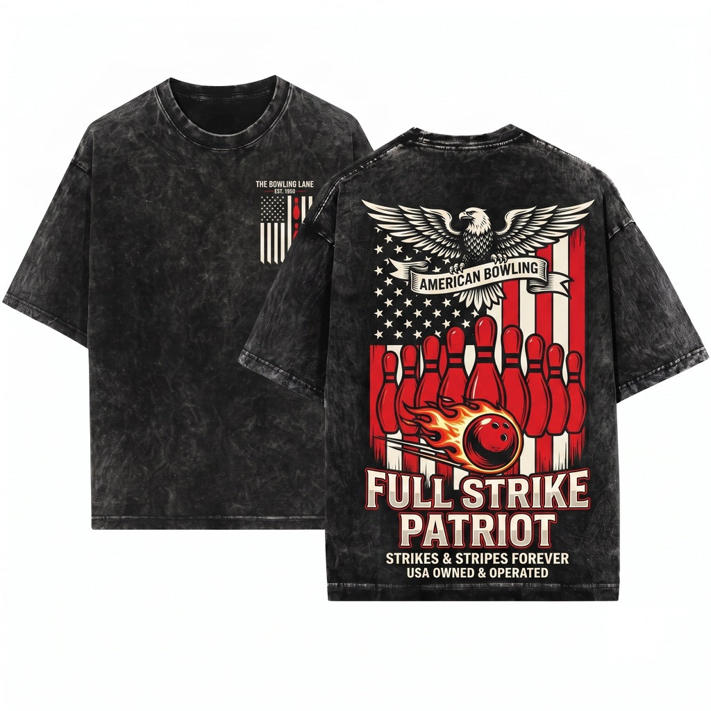 Patriotic USA Flag Bowling League Player Dad Grandpa Gift Unisex Wash T-Shirt
