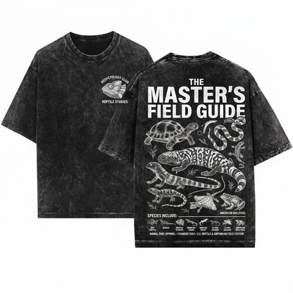 Reptile Vintage Line Art Snake Lizard Turtle Chameleon Graphic Herpetology Nature 90s Style Animal Top Unisex Wash T-Shirt