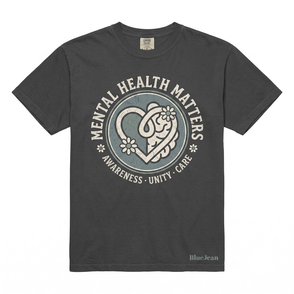 Mental Health Matters Floral Awareness Therapist ADHD Autism Neurodiversity Graphic Top Unisex TShirt