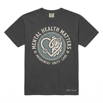 Mental Health Matters Floral Awareness Therapist ADHD Autism Neurodiversity Graphic Top Unisex TShirt