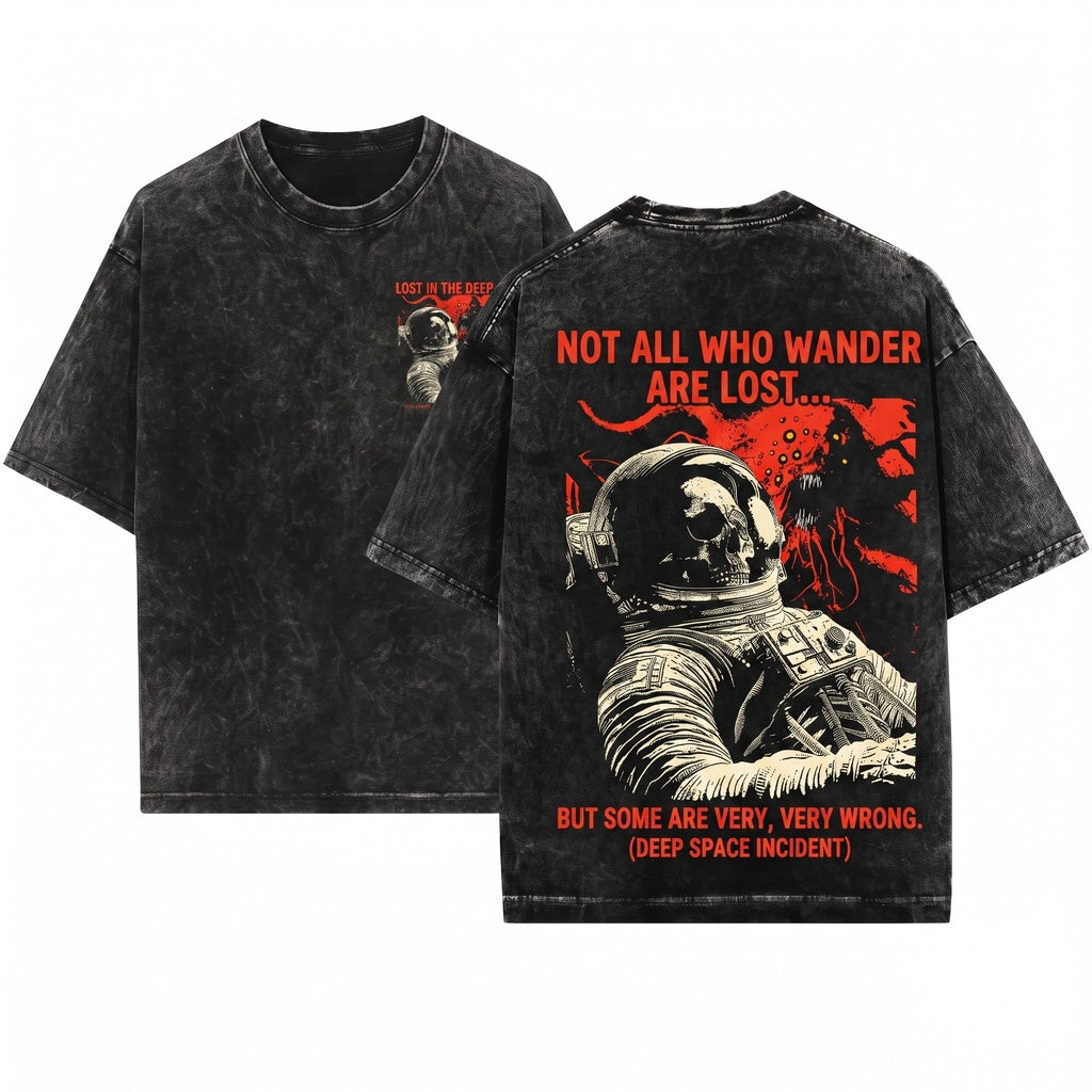 I Shouldnt Be Here Retro Space Graphic Astronaut Unisex Wash T-Shirt