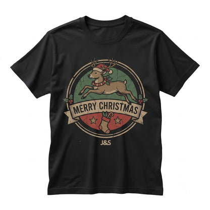 Three Festive Reindeer Vintage Holiday Deer Graphic Christmas Gift Unisex TShirt
