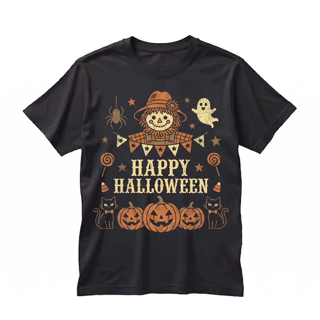 Halloween Suncatcher Black Cat Scarecrow Stained Glass Window Hanging Pumpkin Ghost Decor Spooky Season Gift Graphic Unisex TShirt