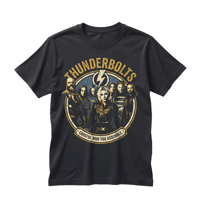 Vintage ThunderVintage Oversized Thunderbolts Superhero Team Yelena Belova Bucky Barnes Comic Fan Apparel Graphic Cotton Unisex