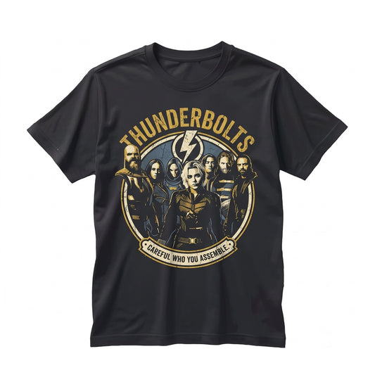 Vintage ThunderVintage Oversized Thunderbolts Superhero Team Yelena Belova Bucky Barnes Comic Fan Apparel Graphic Cotton Unisex
