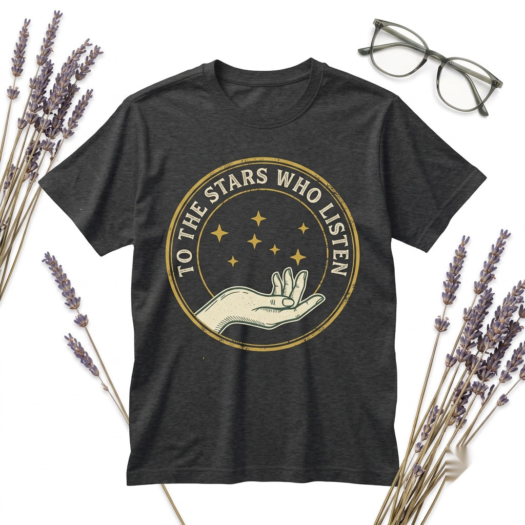 To the Stars Embroidered Bookish Gift for Readers Cozy Celestial Book Lover Cotton Unisex TShirt