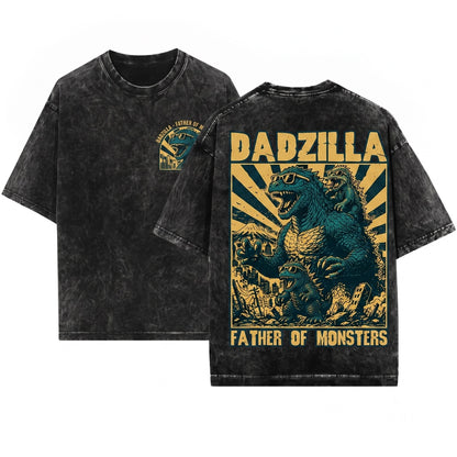 Personalized Dadzilla Father of Monsters Funny Day Cool Daddy Dinosaur Gift Unisex Wash T-Shirt
