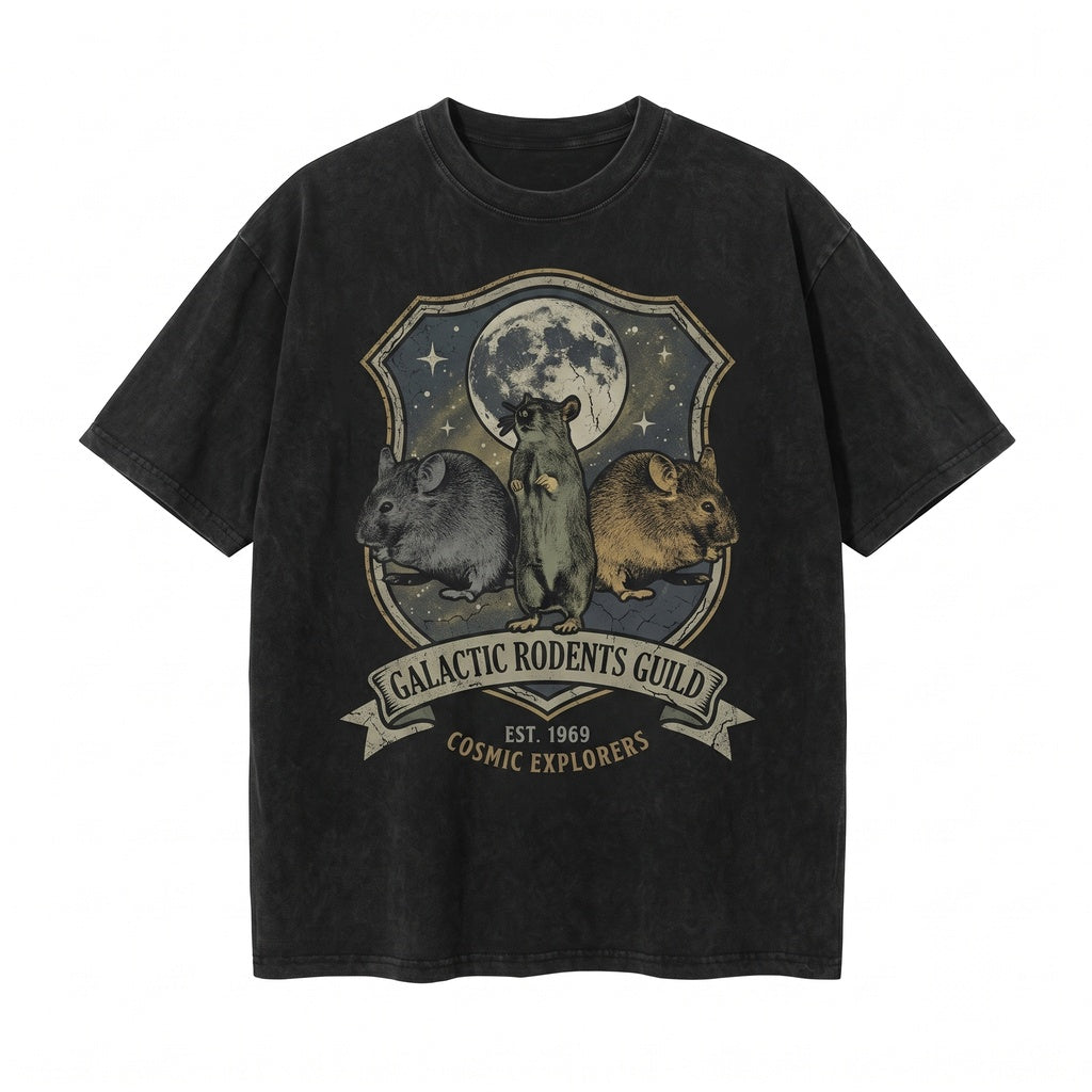 Three Rats Retro Graphic Vintage Sewer Moon Oversized Funny Unisex TShirt