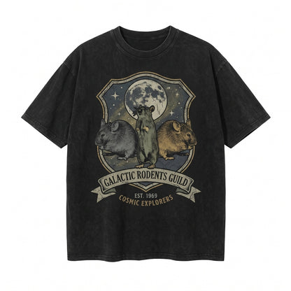 Three Rats Retro Graphic Vintage Sewer Moon Oversized Funny Unisex TShirt