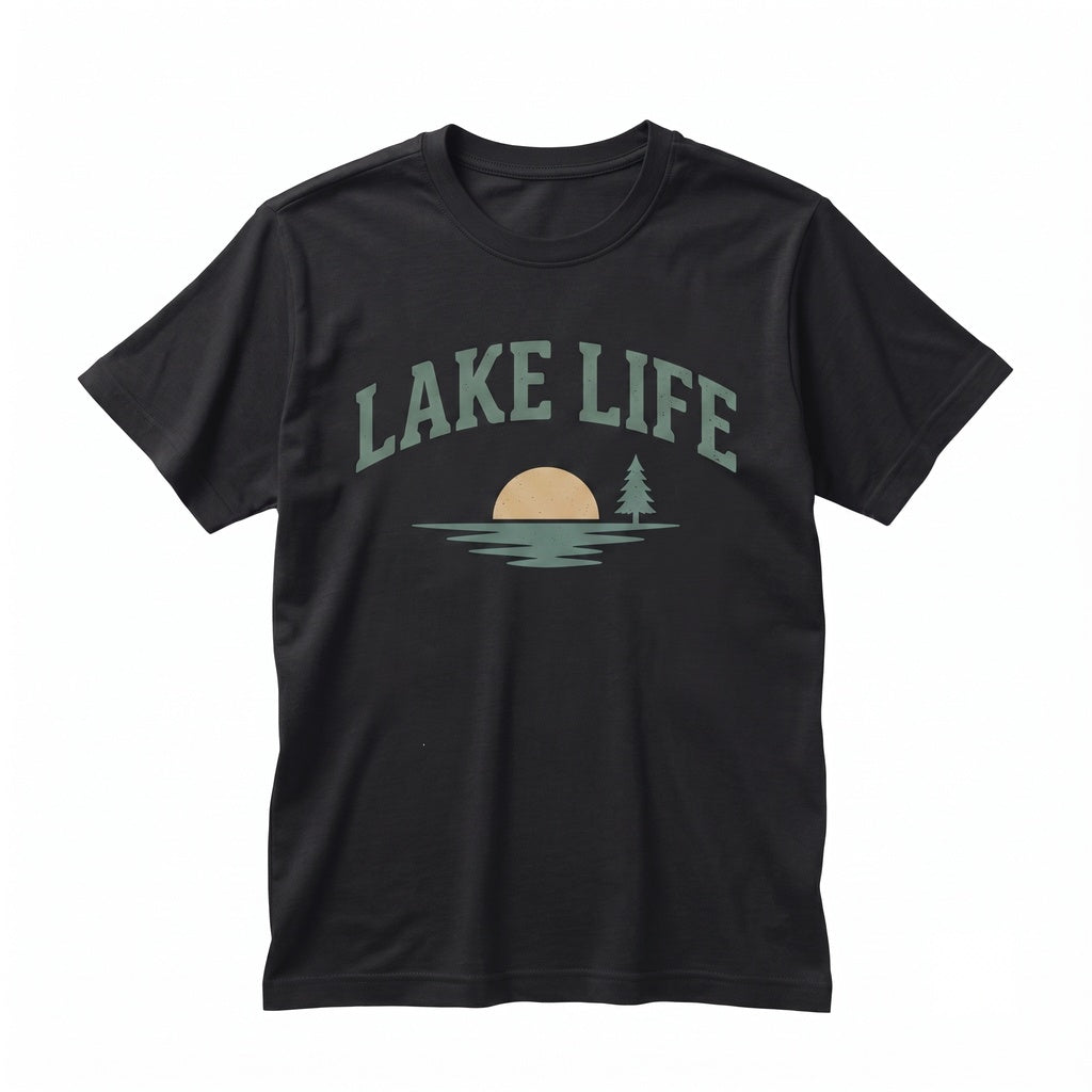 Lake Life Athletic Font Vacation Pullover Cabin Summer Apparel Unisex TShirt