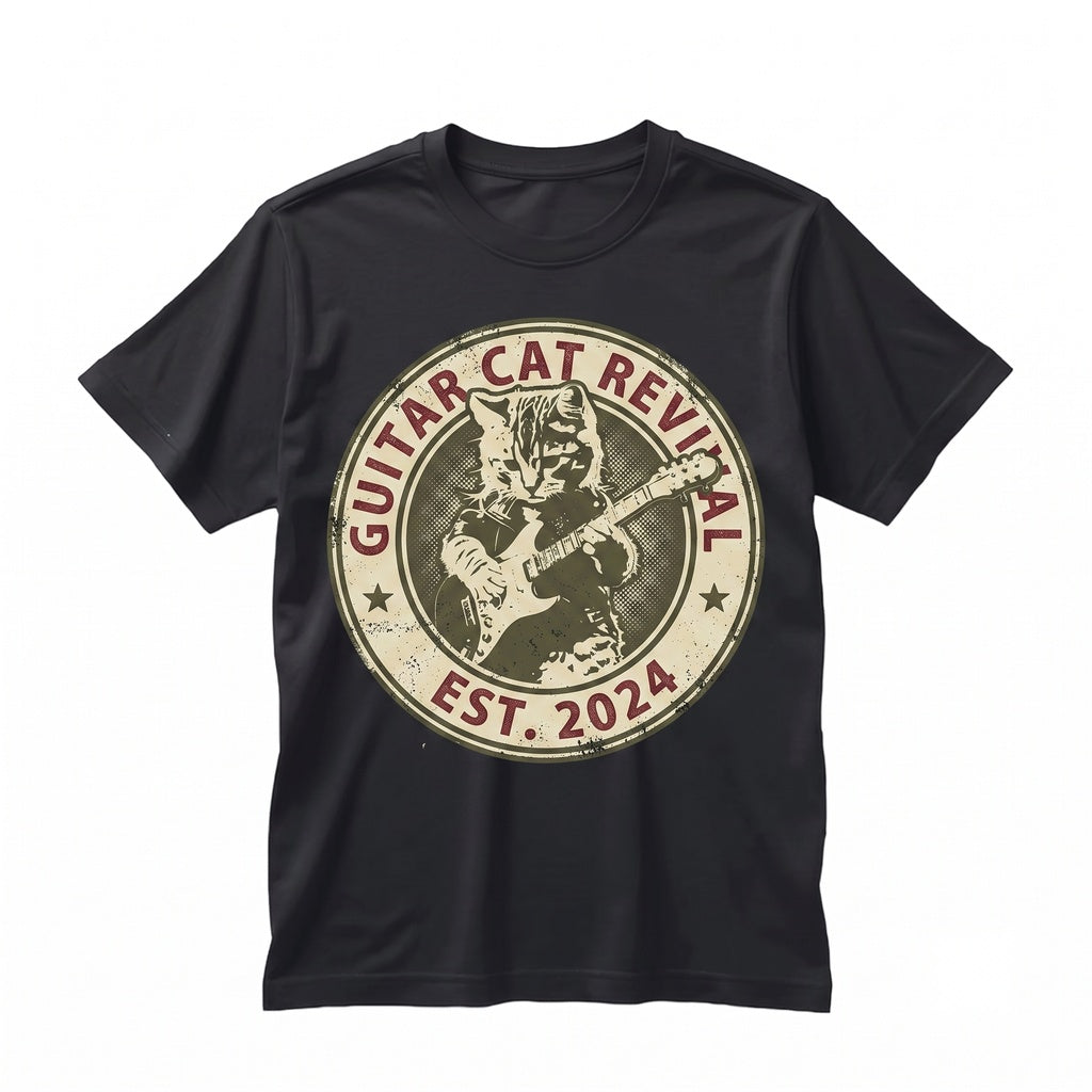 Vintage Y2K Grunge Cat Guitar Rockstar Kitten Alt Punk Goth 90s Emo Rock Band Graphic Top, Unisex TShirt