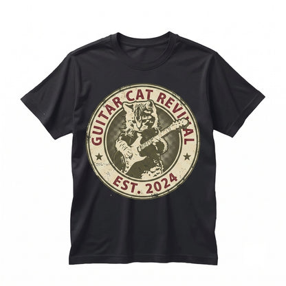Vintage Y2K Grunge Cat Guitar Rockstar Kitten Alt Punk Goth 90s Emo Rock Band Graphic Top, Unisex TShirt