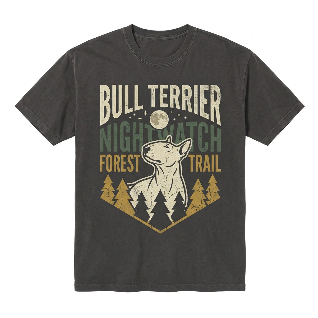 Bull Terrier Howling At Full Moon Vintage 90s Retro Graphic Dog Mom Pet Lover Unisex TShirt