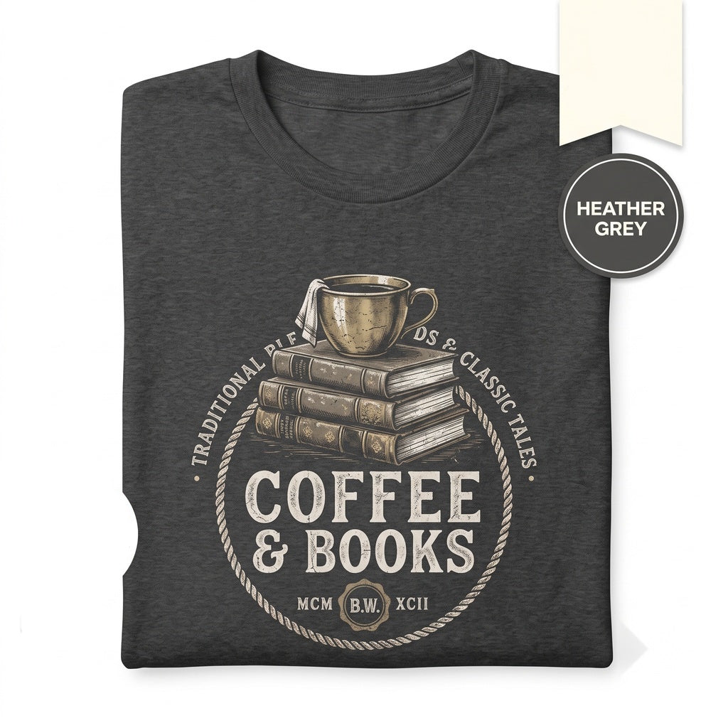 Books and Coffee Lover Reading Teacher Librarian Bookworm Gift Graphic Apparel Unisex TShirt