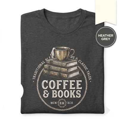 Books and Coffee Lover Reading Teacher Librarian Bookworm Gift Graphic Apparel Unisex TShirt