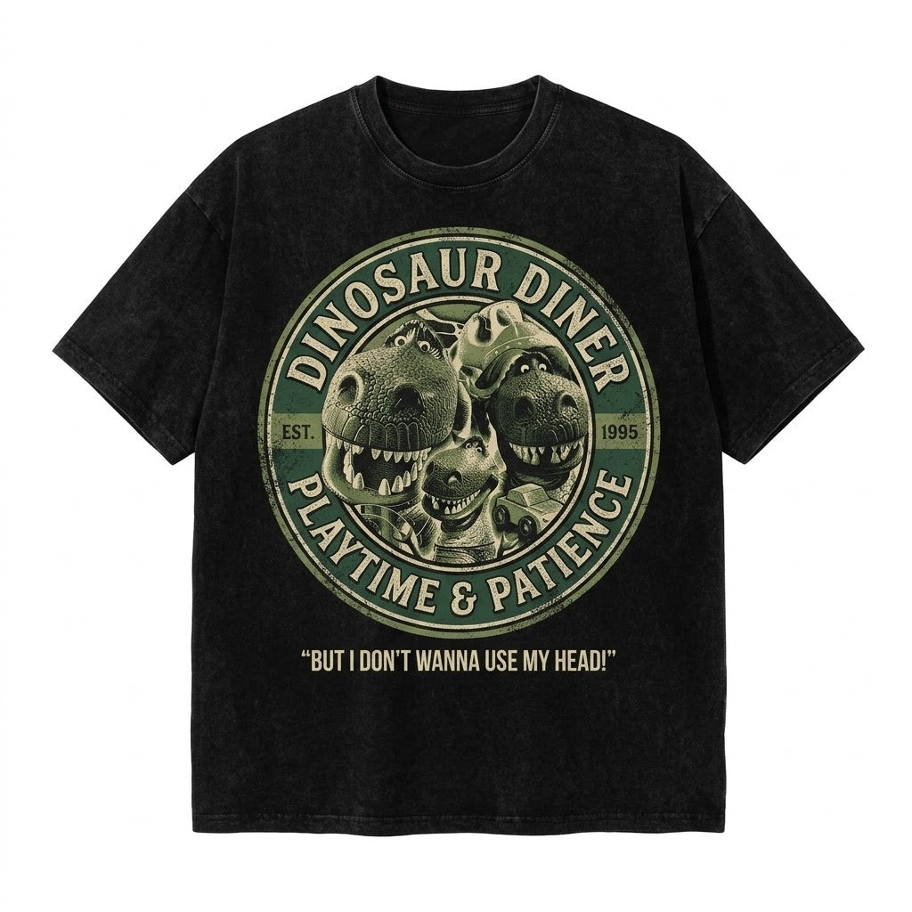 Vintage Oversized Green Dinosaur Graphic Family Vacation Theme Park Unisex TShirt