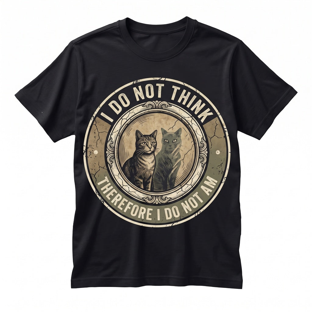 I Do Not Think Therefore Am Funny Cat Meme Graphic Vintage 80s 90s Retro Grunge Witchy Goth Emo Punk Apparel Unisex TShirt